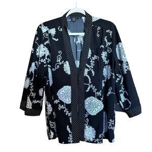 Ninety Shirt Womens Large Multicolor Paisley Mixed Print Stretch Blouse Ladies